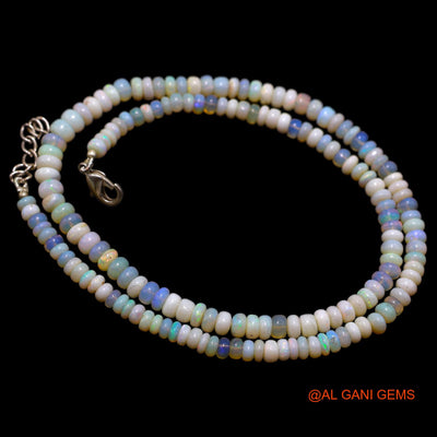 Smooth 4X5 MM Fire Opal Beads Rondelle Art Deco Mother Dainty Necklace AOB-37