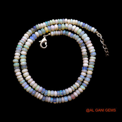 Smooth 4X5 MM Fire Opal Beads Rondelle Art Deco Mother Dainty Necklace AOB-37