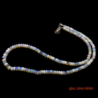 Rondelle Smooth 4X5 MM Fire Opal Beaded Art Deco Handcrafted Necklace AOB-39