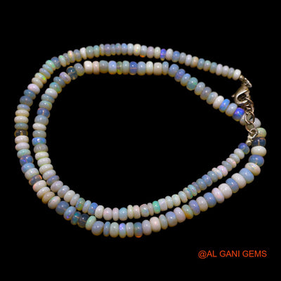 Rondelle Smooth 4X5 MM Fire Opal Beaded Art Deco Handcrafted Necklace AOB-39