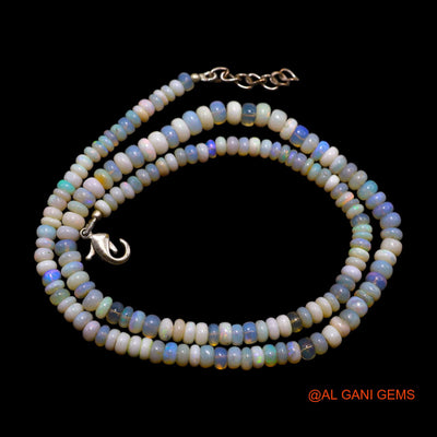 Rondelle Smooth 4X5 MM Fire Opal Beaded Art Deco Handcrafted Necklace AOB-39