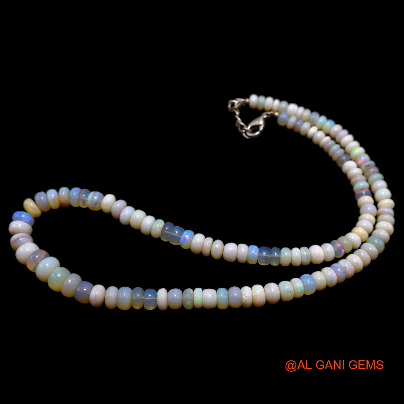 Rondelle Smooth Fire Opal Beads Dainty Statement Handcrafted Necklace AOB-3