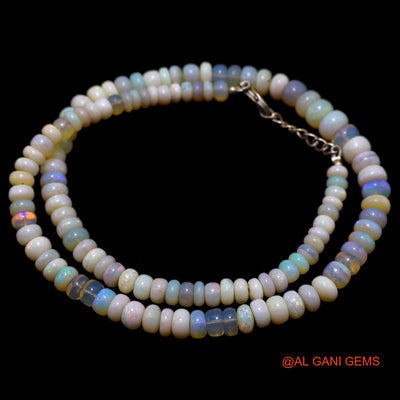 Rondelle Smooth Fire Opal Beads Dainty Statement Handcrafted Necklace AOB-3