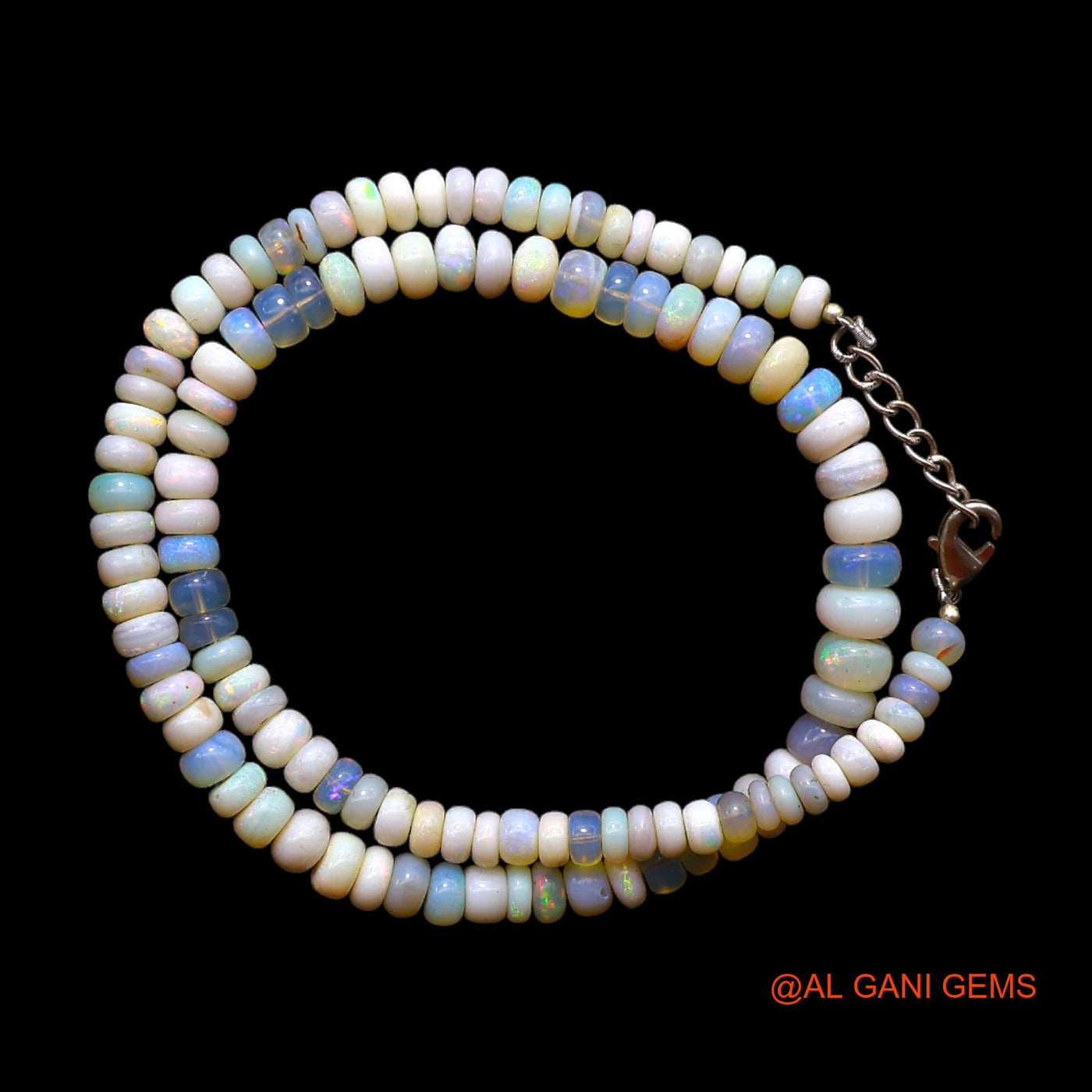Rondelle Smooth Fire Opal Beads Dainty Statement Handcrafted Necklace AOB-3