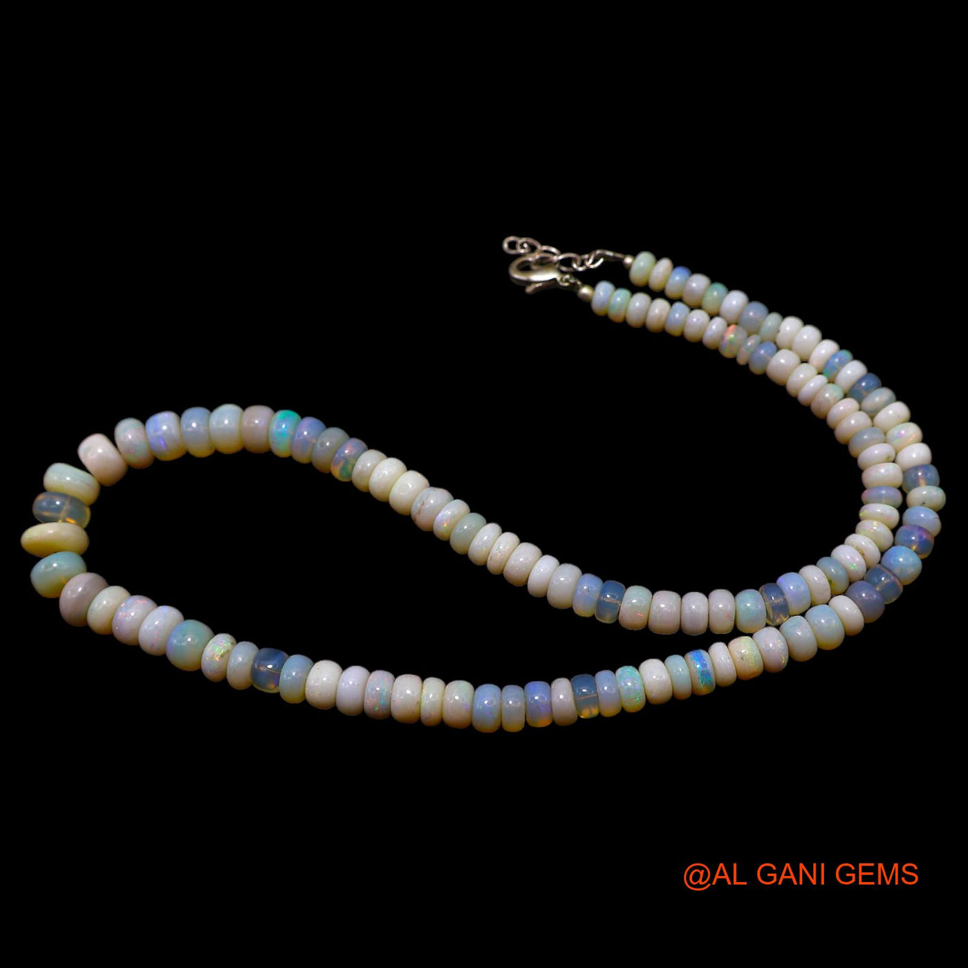 Rondelle Smooth Multi Color Fire Opal Beaded Boho Handmade Necklace AOB-4