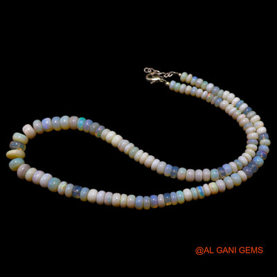 Rondelle Smooth Multi Color Fire Opal Beaded Boho Handmade Necklace AOB-4