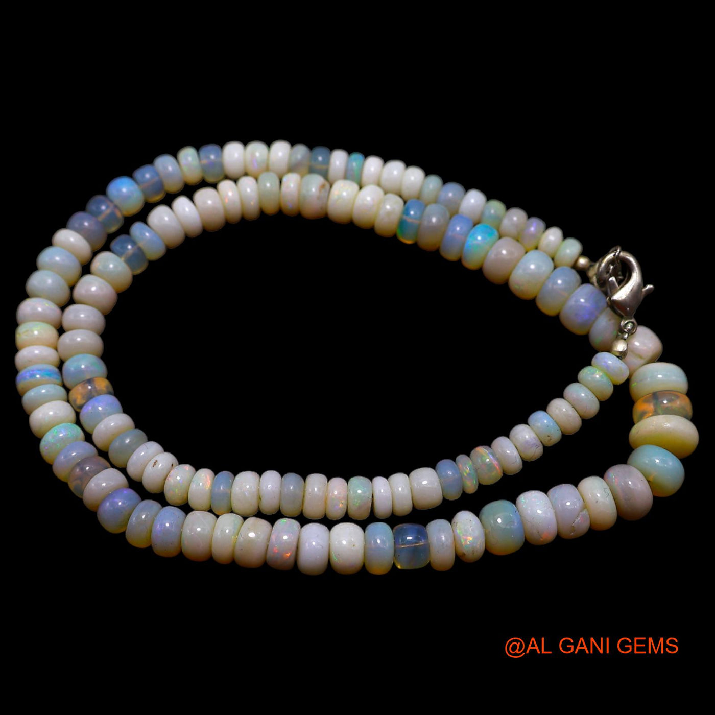 Rondelle Smooth Multi Color Fire Opal Beaded Boho Handmade Necklace AOB-4