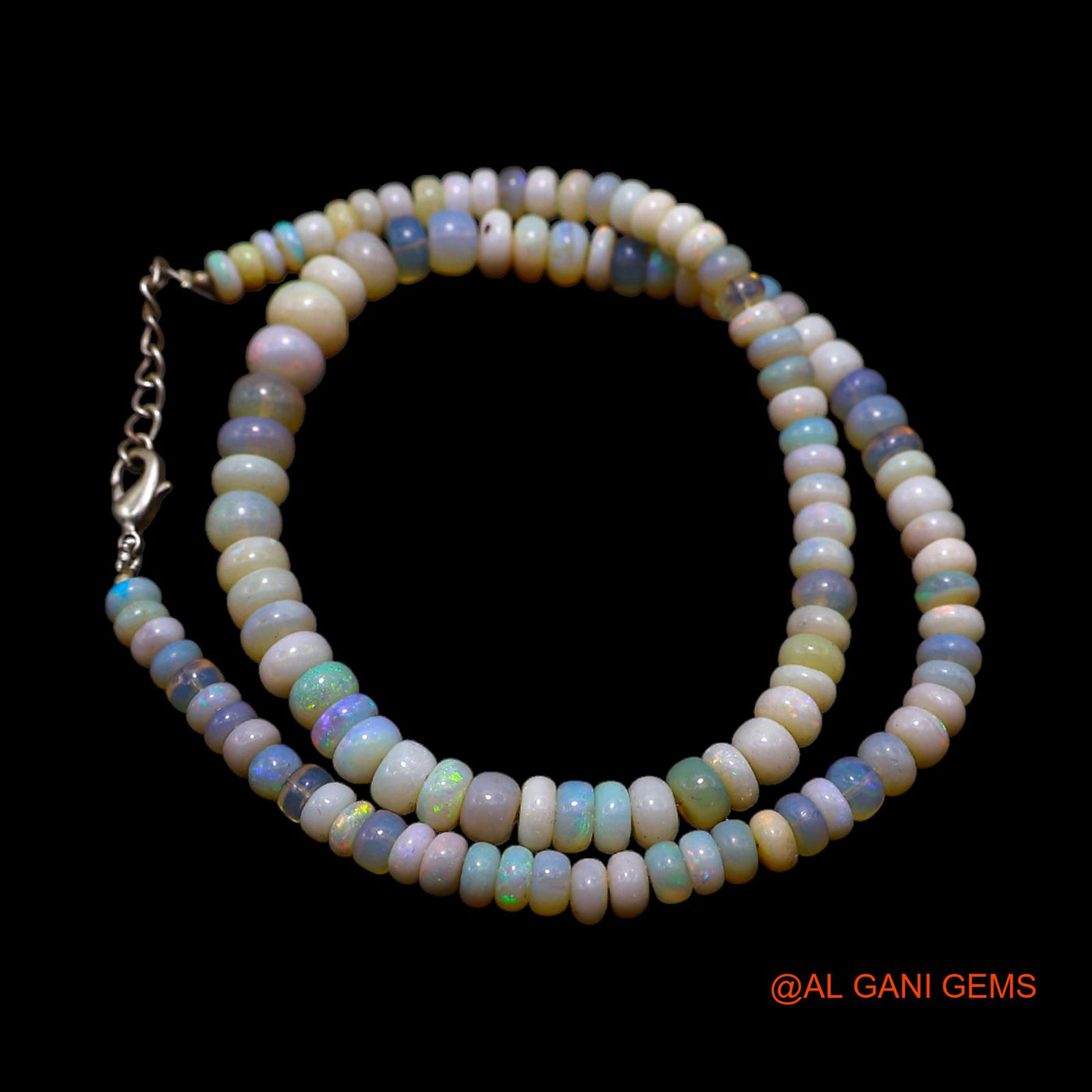 Rondelle Smooth Multi Color Fire Opal Bead Dainty Anniversary Necklace AOB-5