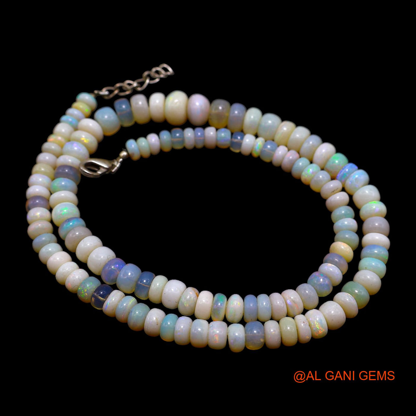 Rondelle Smooth Multi Color Fire Opal Bead Dainty Anniversary Necklace AOB-5