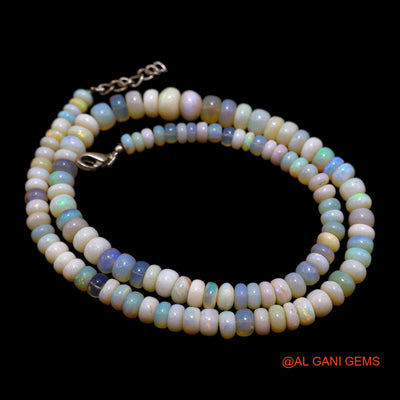 Rondelle Smooth Multi Color Fire Opal Bead Dainty Anniversary Necklace AOB-5