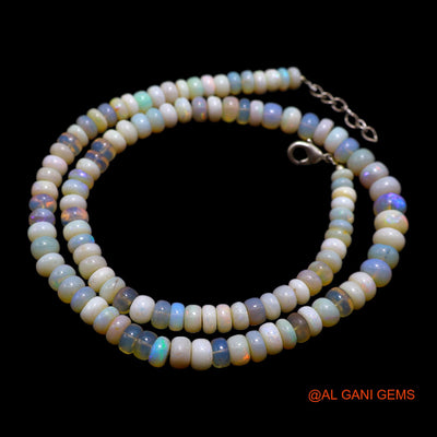 Smooth 5X8 MM Fire Opal Beads Rondelle Dainty Engagement Boho Necklace AOB-6