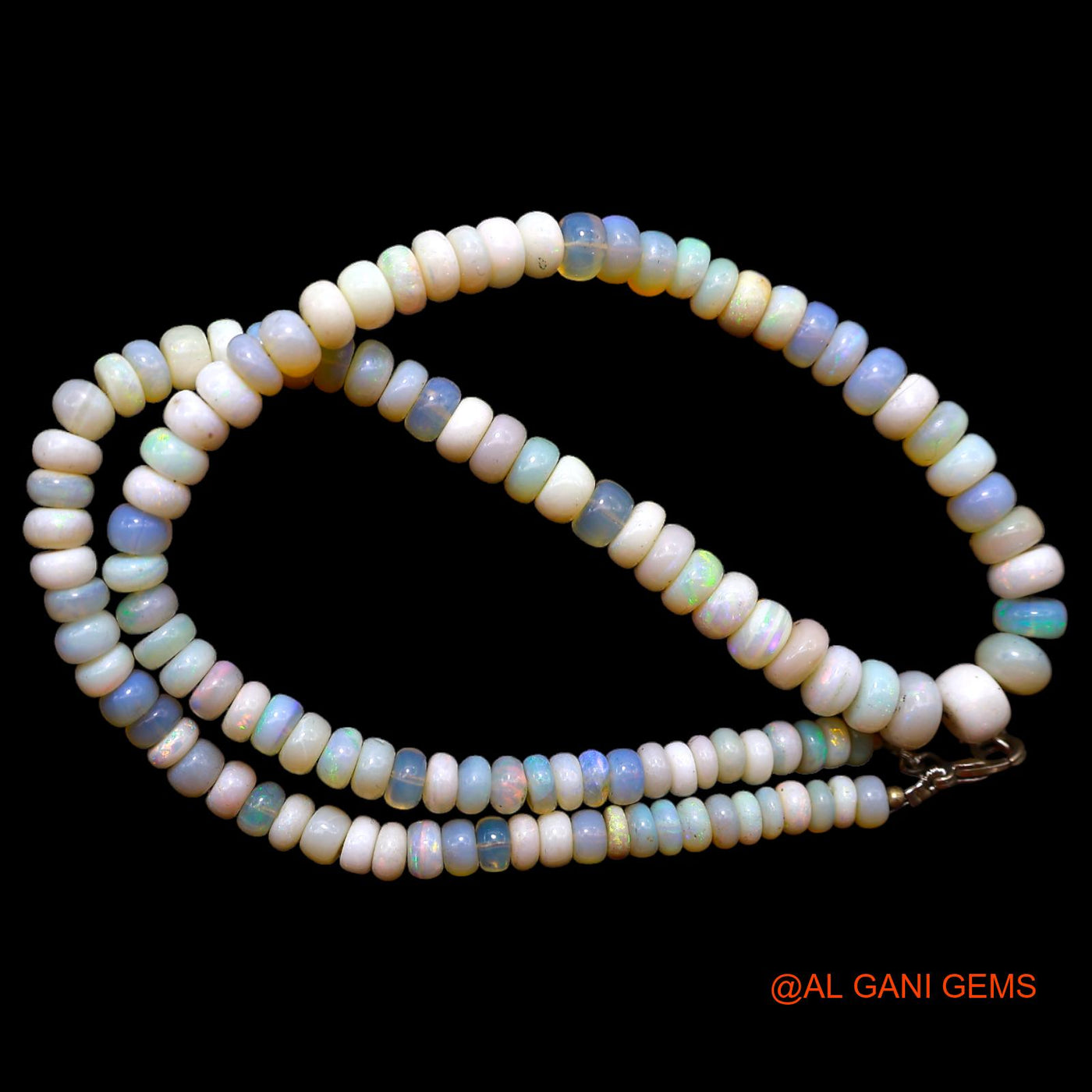 Smooth Multi Color Fire Opal Beaded Rondelle Art Deco Daughter Necklace AOB-8