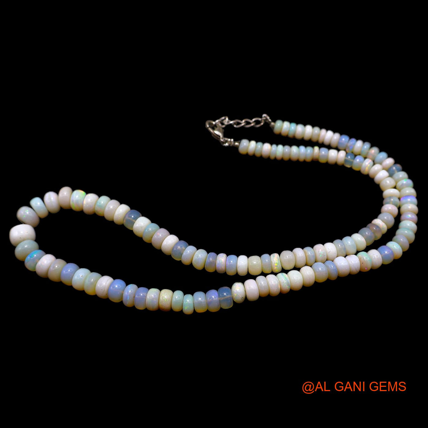 Smooth Multi Color Fire Opal Beaded Rondelle Art Deco Daughter Necklace AOB-8