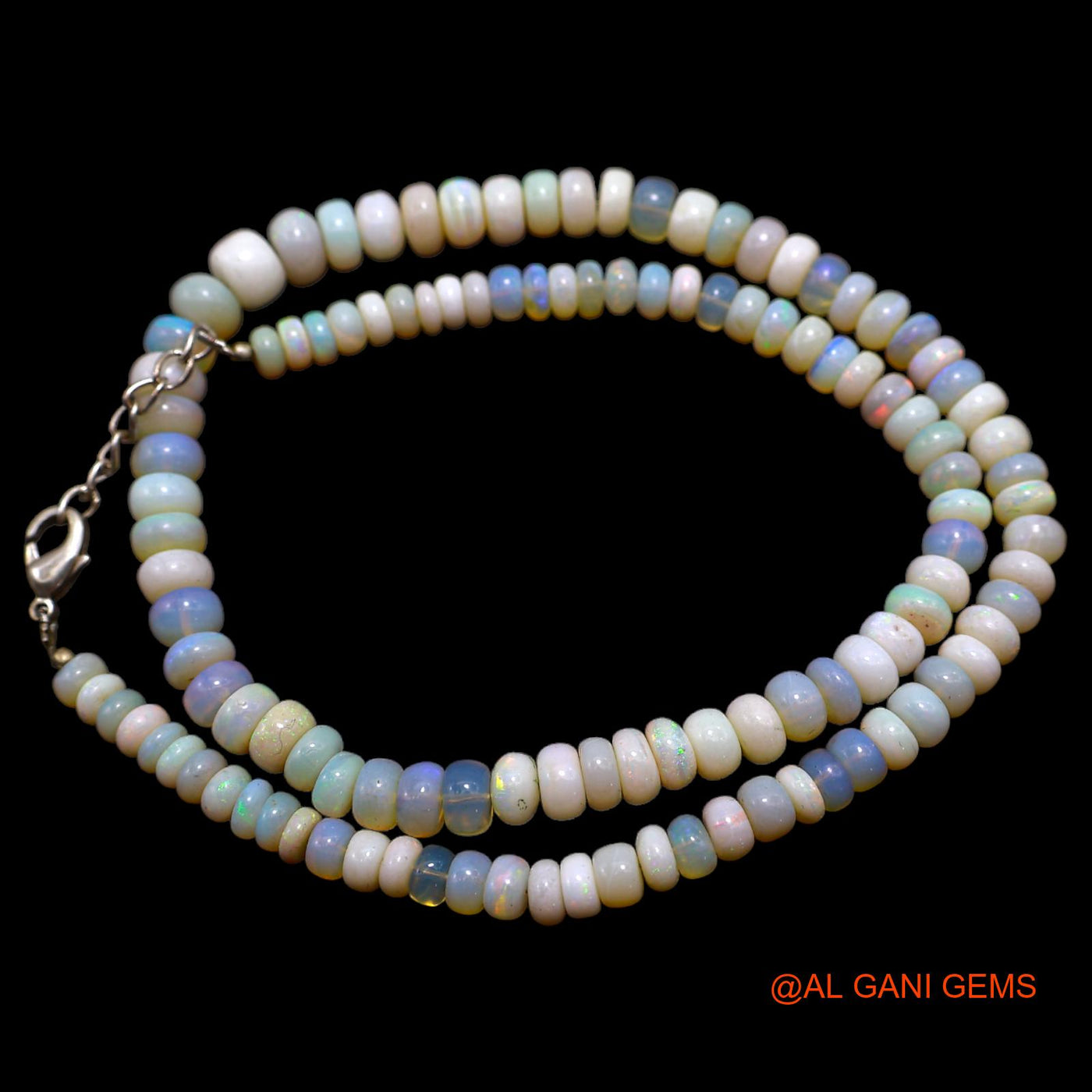 Smooth Multi Color Fire Opal Beaded Rondelle Art Deco Daughter Necklace AOB-8