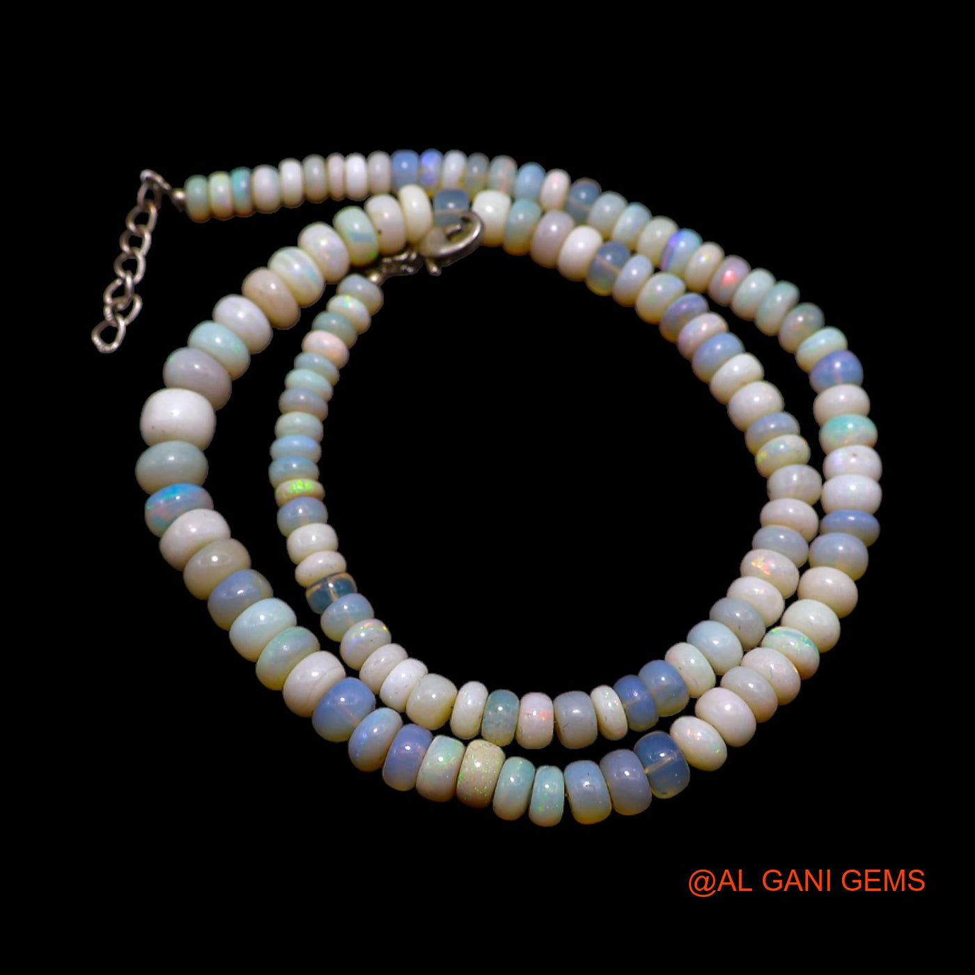 Smooth Multi Color Fire Opal Beaded Rondelle Art Deco Daughter Necklace AOB-8