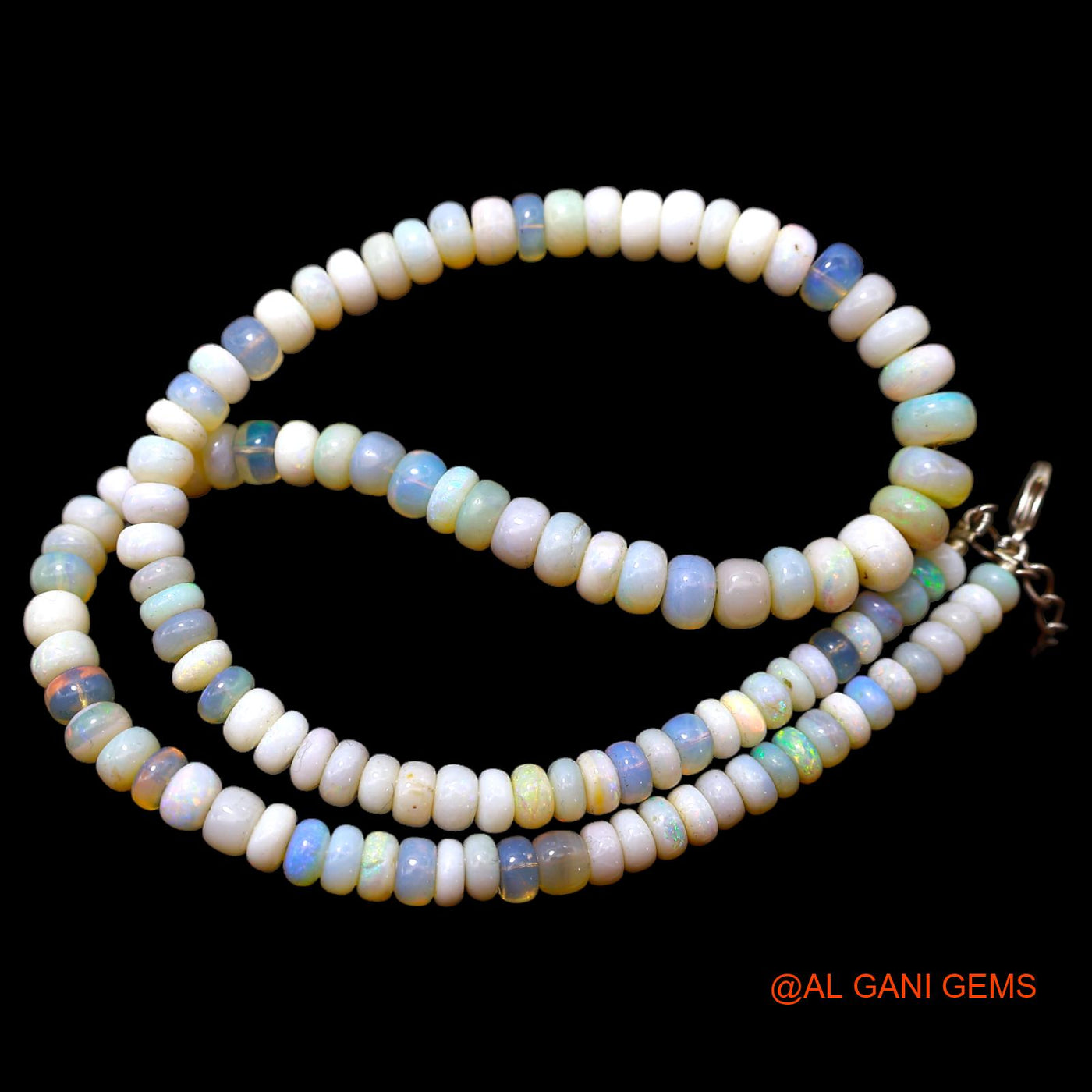 Rondelle Smooth Fire Opal Beads Boho Anniversary Statement Necklace AOB-9