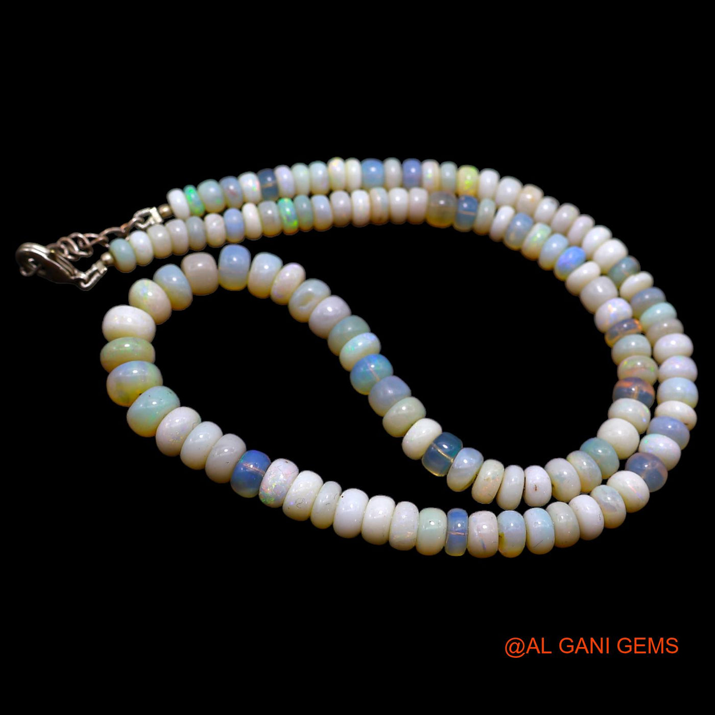 Rondelle Smooth Fire Opal Beads Boho Anniversary Statement Necklace AOB-9