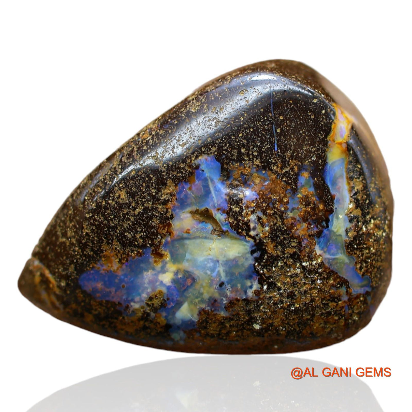 34.00 Cts Natural Australian Boulder Opal Loose Gemstone Pear Druzy 24x17x9 mm BO-40