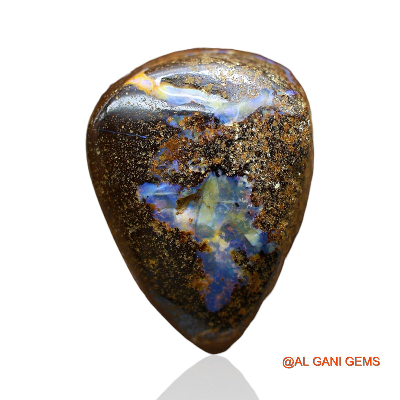 34.00 Cts Natural Australian Boulder Opal Loose Gemstone Pear Druzy 24x17x9 mm BO-40