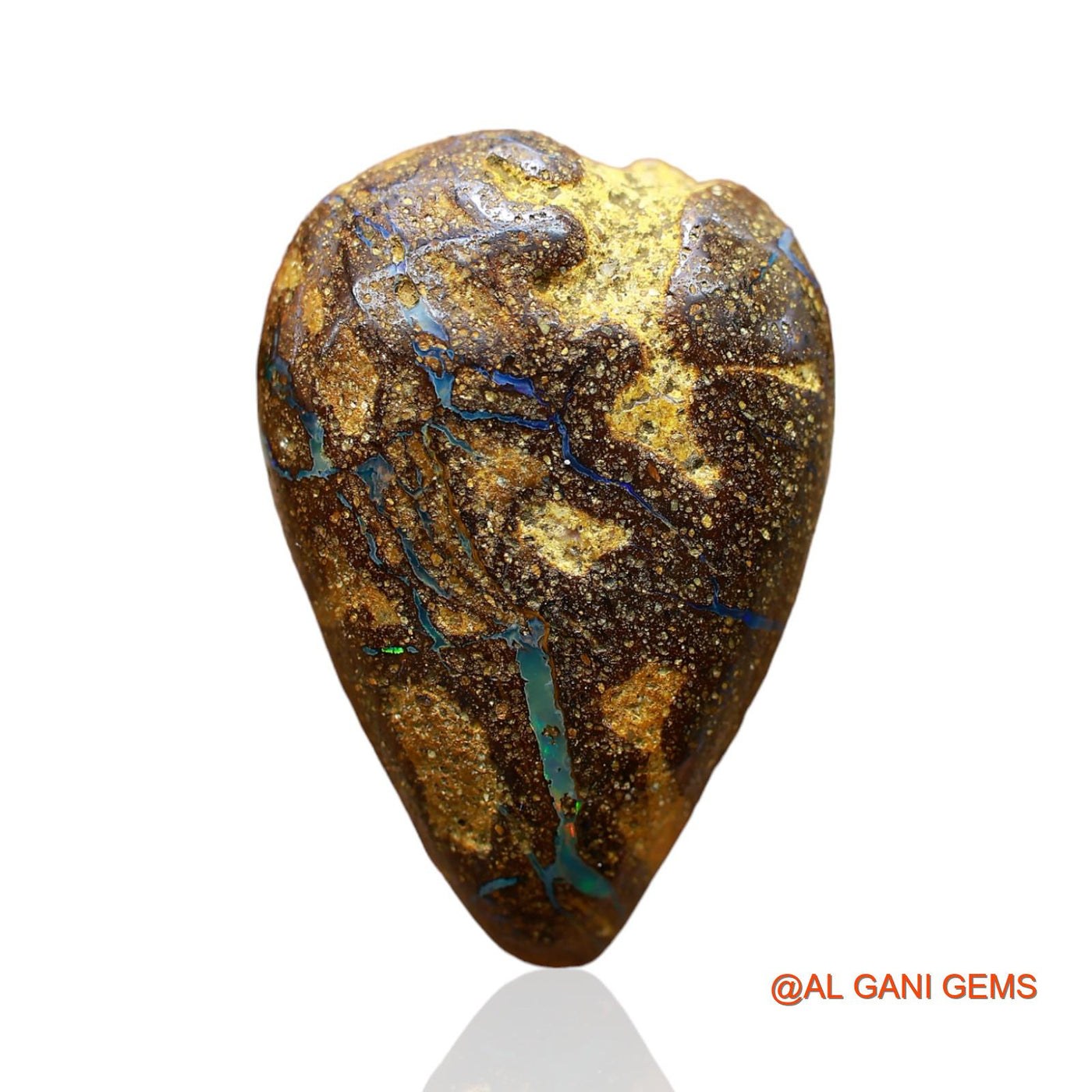 32.00 Cts Natural Australian Boulder Opal Loose Gemstone Pear Druzy 28x19x8 mm BO-42