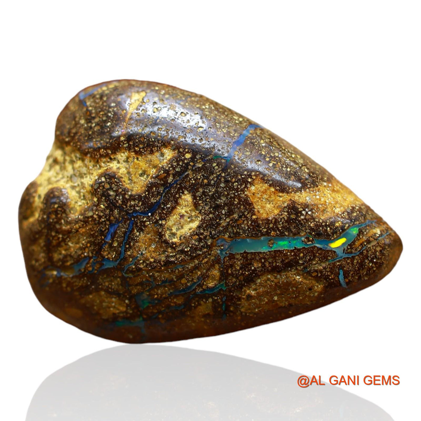 32.00 Cts Natural Australian Boulder Opal Loose Gemstone Pear Druzy 28x19x8 mm BO-42