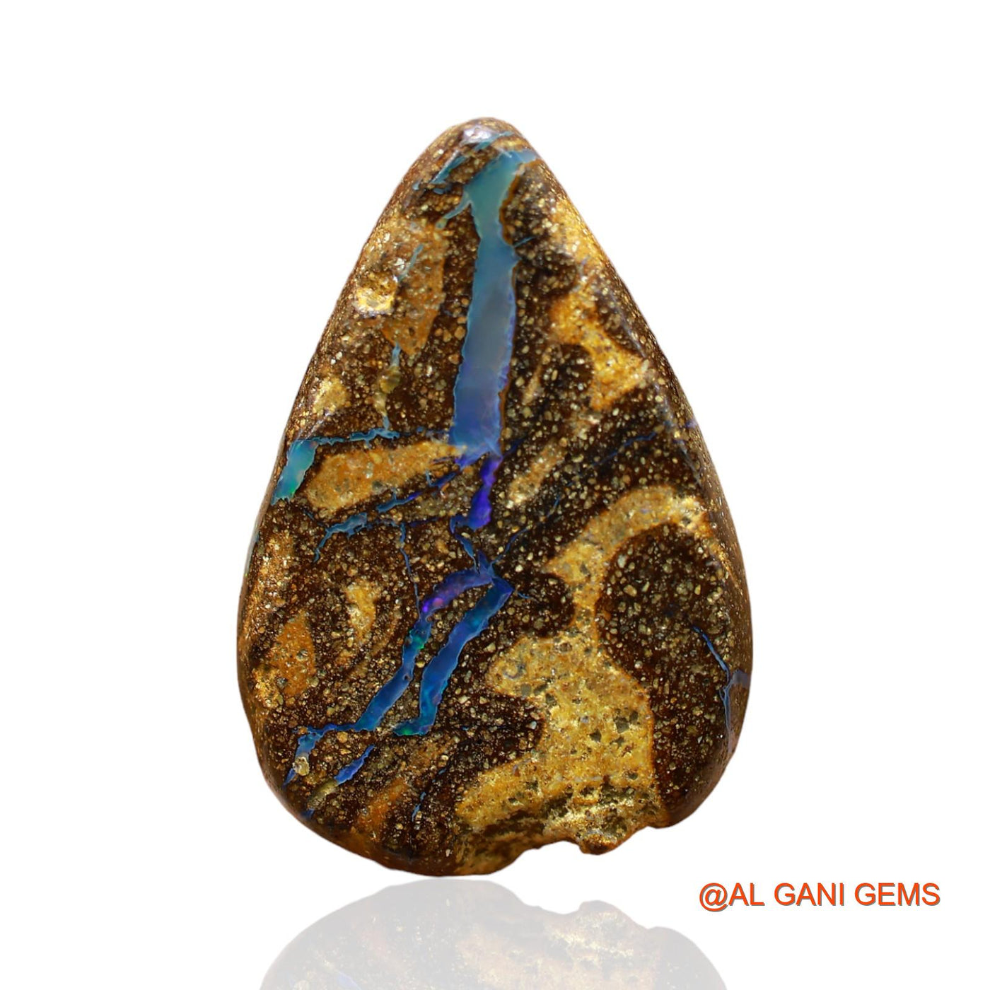 32.00 Cts Natural Australian Boulder Opal Loose Gemstone Pear Druzy 28x19x8 mm BO-42