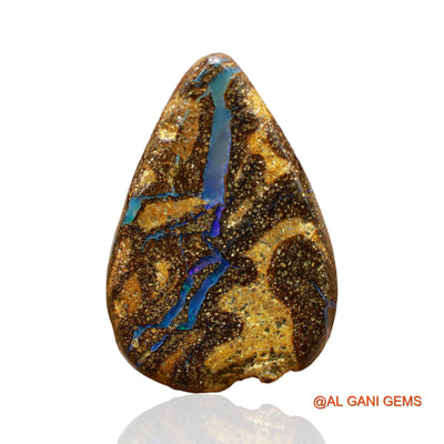32.00 Cts Natural Australian Boulder Opal Loose Gemstone Pear Druzy 28x19x8 mm BO-42