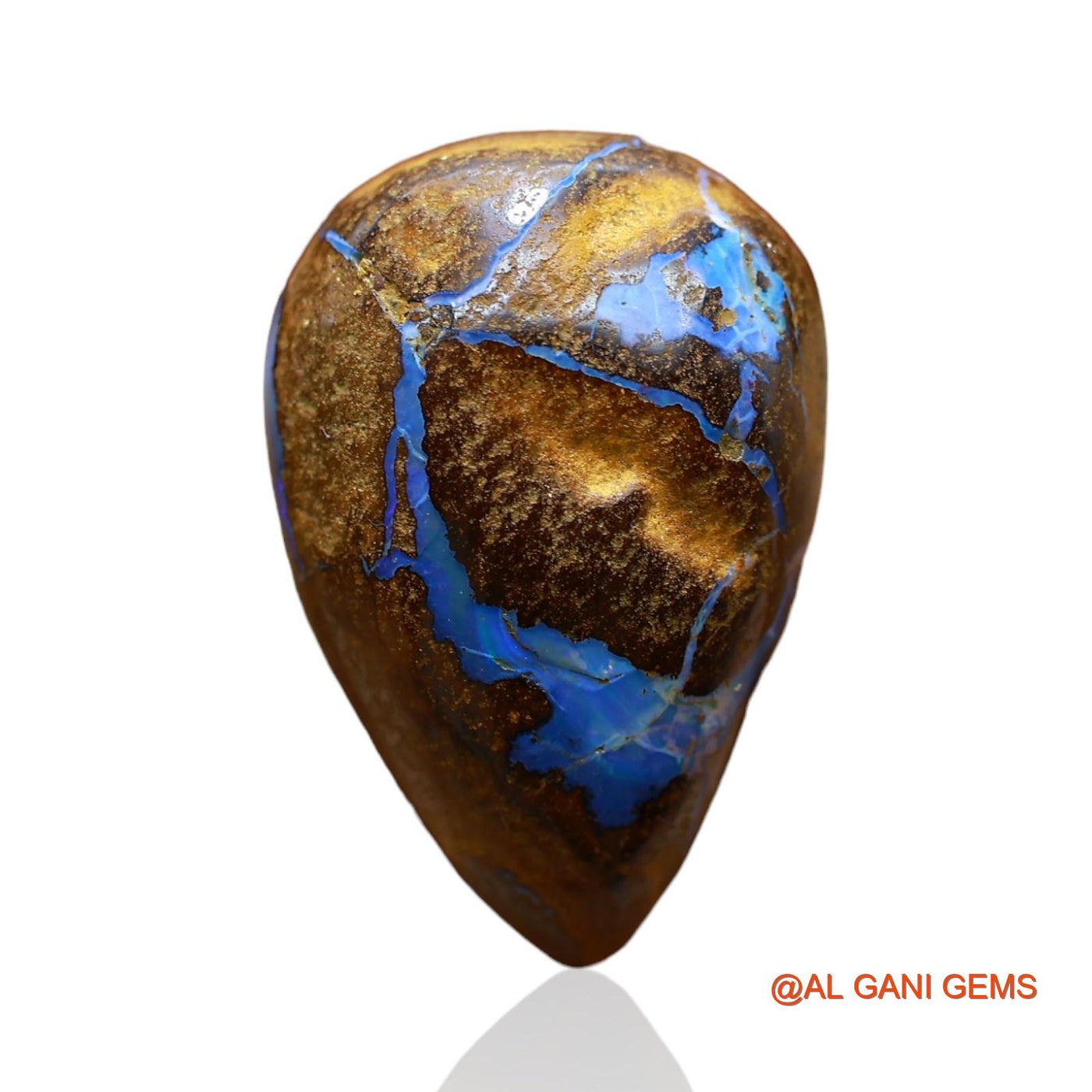 20.00 Cts Natural Australian Boulder Opal Loose Gemstone Pear Druzy 22x15x7 mm BO-48