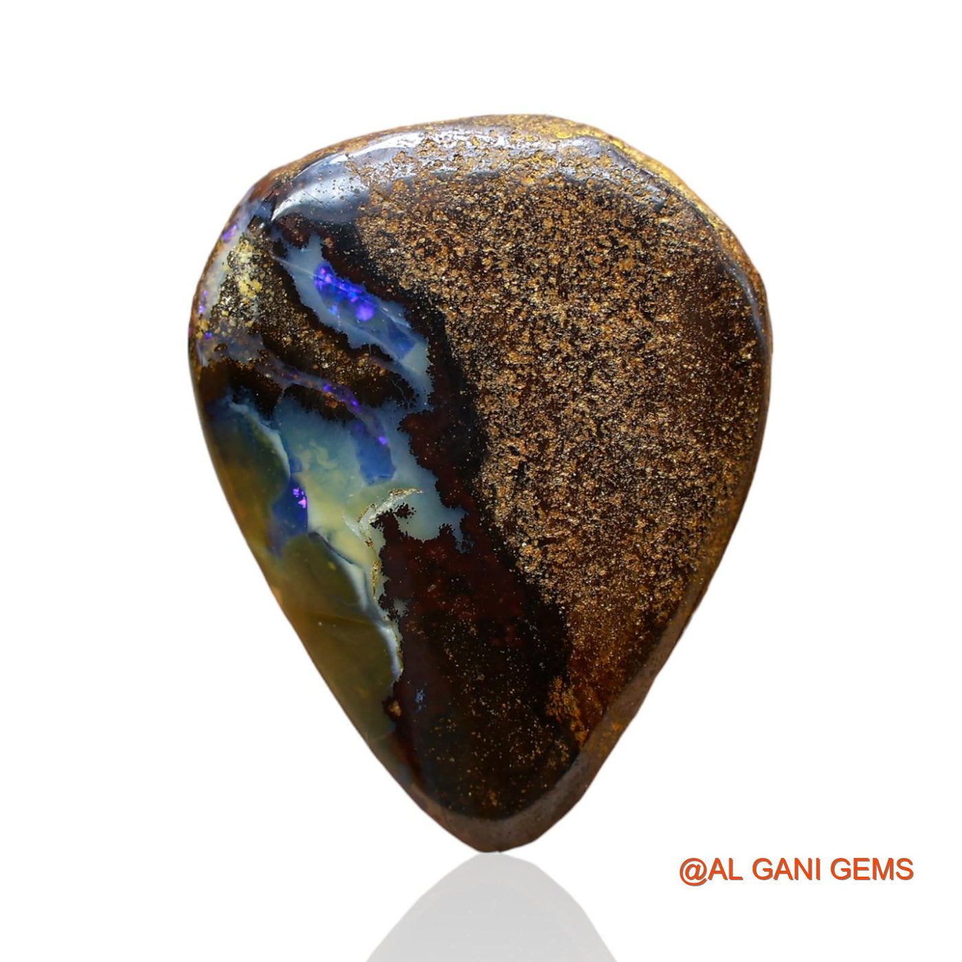 17.00 Cts Natural Australian Boulder Opal Loose Gemstone Pear Druzy 22x17x5 mm BO-49