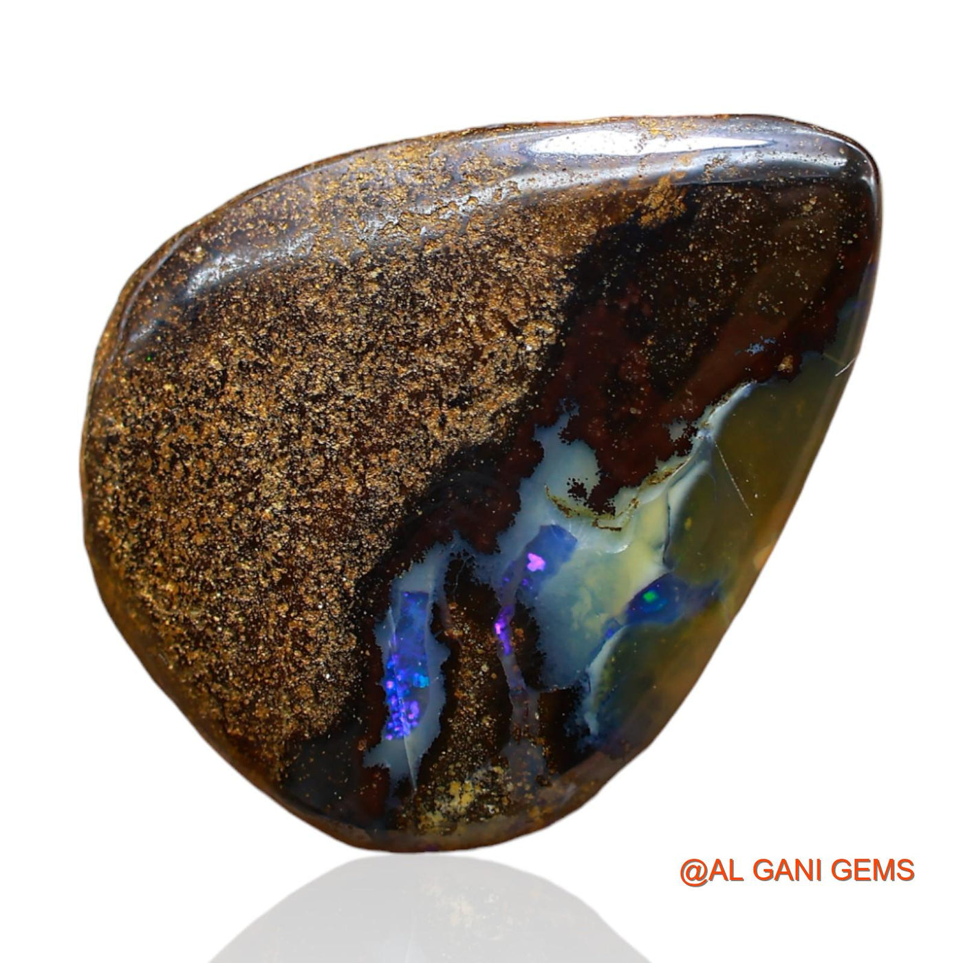17.00 Cts Natural Australian Boulder Opal Loose Gemstone Pear Druzy 22x17x5 mm BO-49
