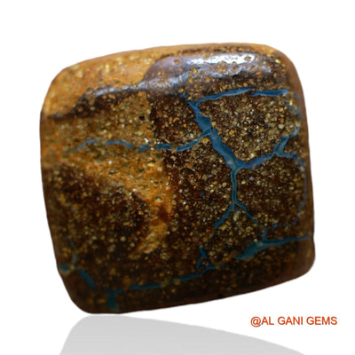 Natural Untreated Boulder Opal Loose Gemstone Square Druzy From Australia 8.00 Cts 12x12x5 mm BO-57