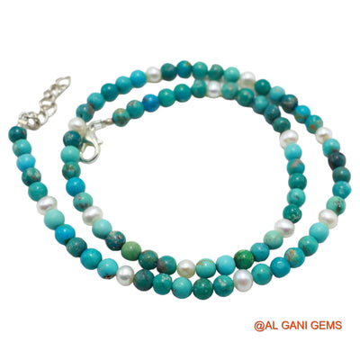Rondelle Smooth December Turquoise Bead Boho Wedding Statement Necklace BT-15