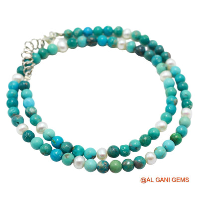 Rondelle Smooth December Turquoise Bead Boho Wedding Statement Necklace BT-15