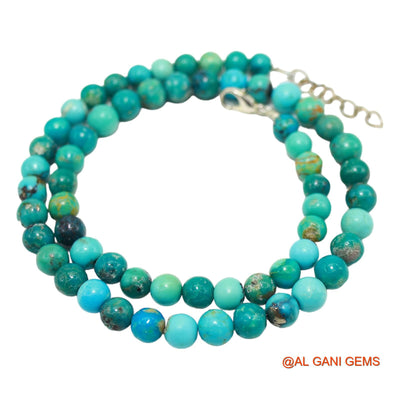 Smooth 7 TO 6 MM Turquoise Bead Rondelle Dainty December Mother Necklace BT-160