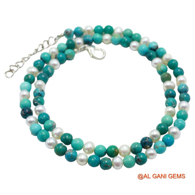 Rondelle Smooth December Sky Blue Turquoise Bead Boho Birthday Necklace BT-19