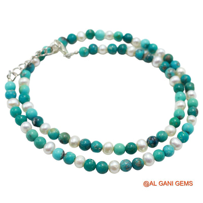 Rondelle Smooth December Sky Blue Turquoise Bead Boho Birthday Necklace BT-19