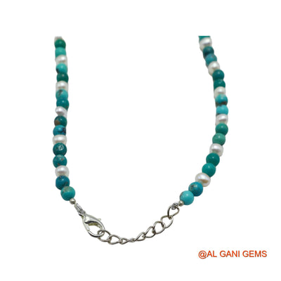 Rondelle Smooth December Sky Blue Turquoise Bead Boho Birthday Necklace BT-19