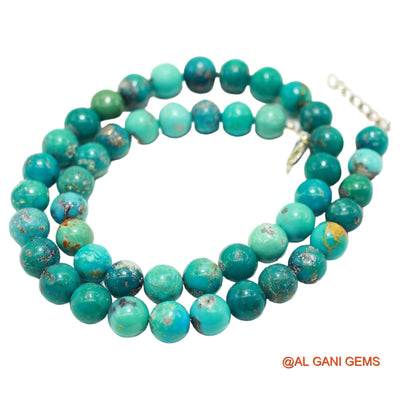 Rondelle Smooth Blue 8 TO 9 MM Turquoise Beaded Boho December Necklace BT-211