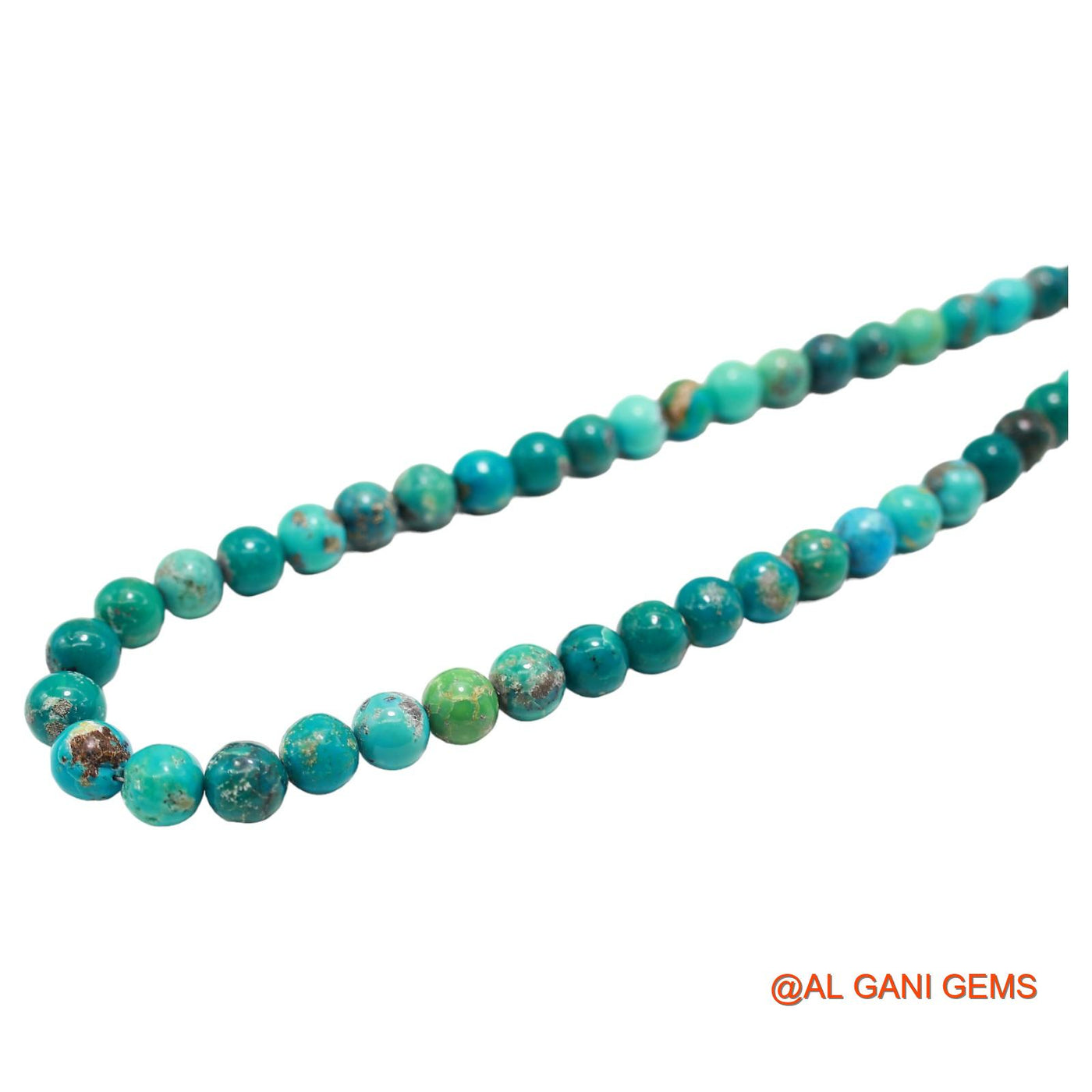 Rondelle Smooth December 8 TO 9 MM Turquoise Beaded Art Deco Necklace BT-212