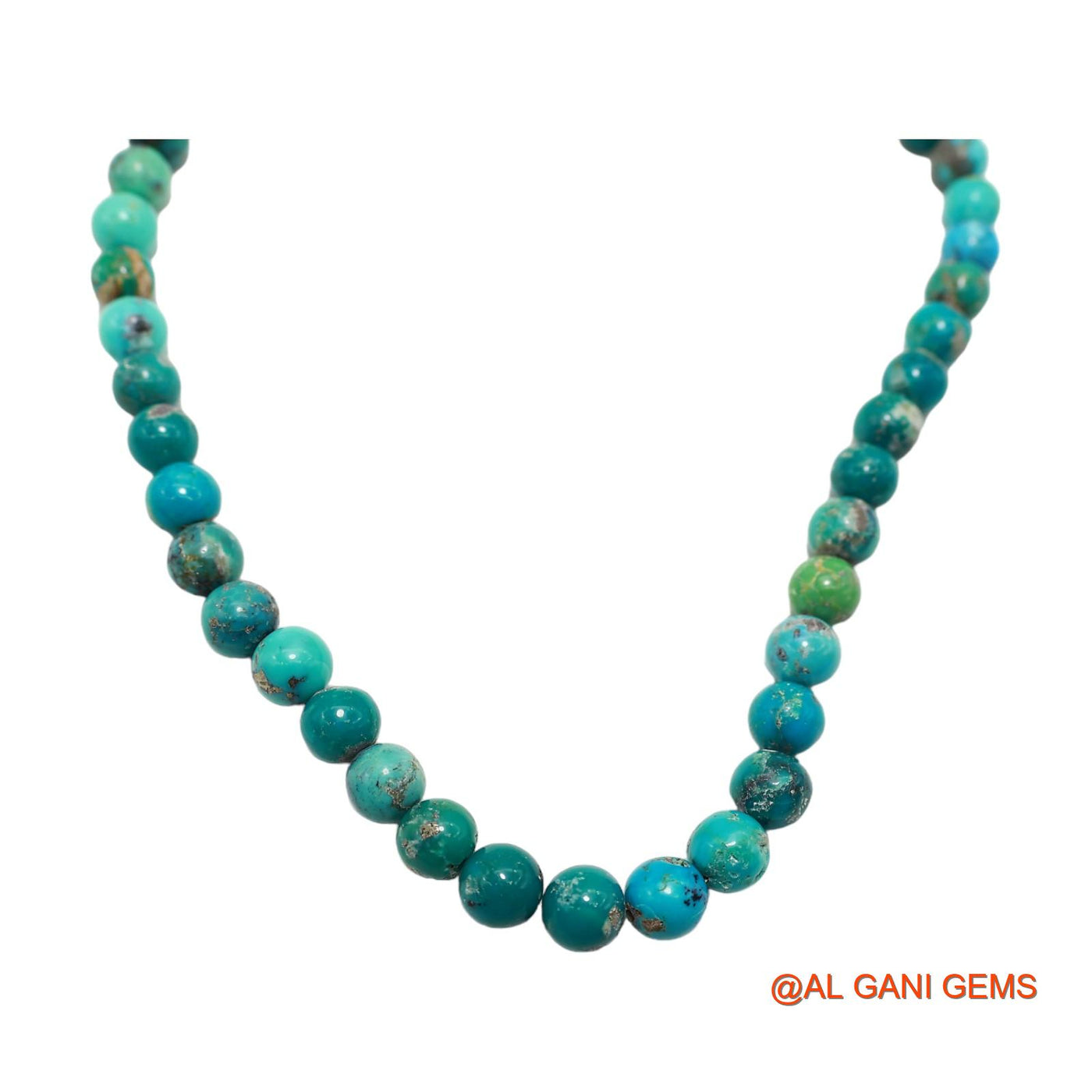 Rondelle Smooth December 8 TO 9 MM Turquoise Beaded Art Deco Necklace BT-212