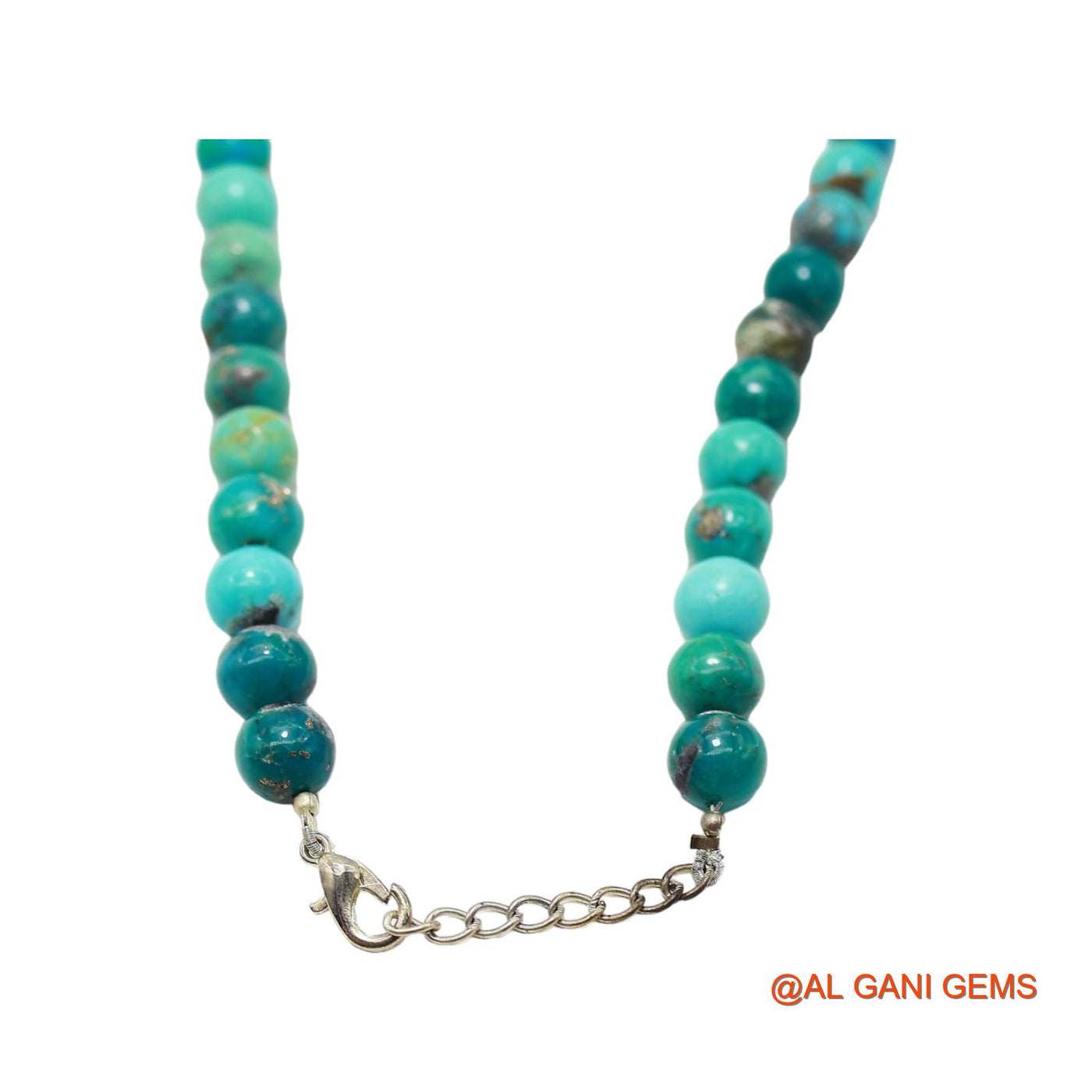 Rondelle Smooth December 8 TO 9 MM Turquoise Beaded Art Deco Necklace BT-212