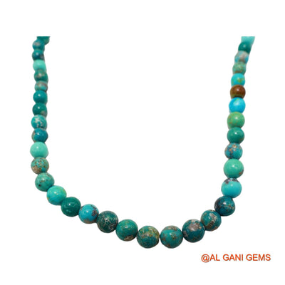 Smooth Turquoise Beads Rondelle Dainty December Handmade Boho Necklace BT-213