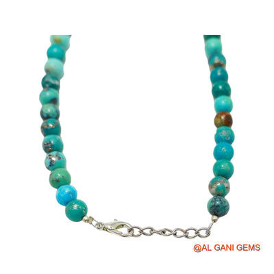 Smooth Turquoise Beads Rondelle Dainty December Handmade Boho Necklace BT-213