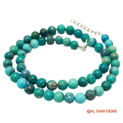 Rondelle Smooth Blue Turquoise Beaded Dainty December Artisan Necklace BT-214