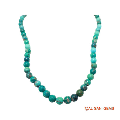 Rondelle Smooth Blue Turquoise Beaded Dainty December Artisan Necklace BT-214