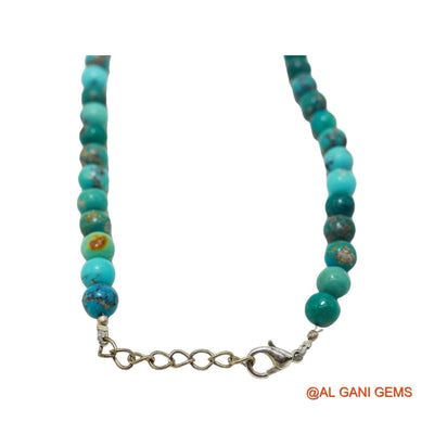 Rondelle Smooth Blue Turquoise Beaded Dainty December Artisan Necklace BT-214