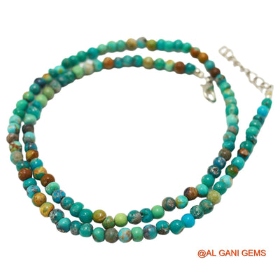 Rondelle Smooth December Sky Blue Turquoise Beads Dainty Boho Necklace BT-215