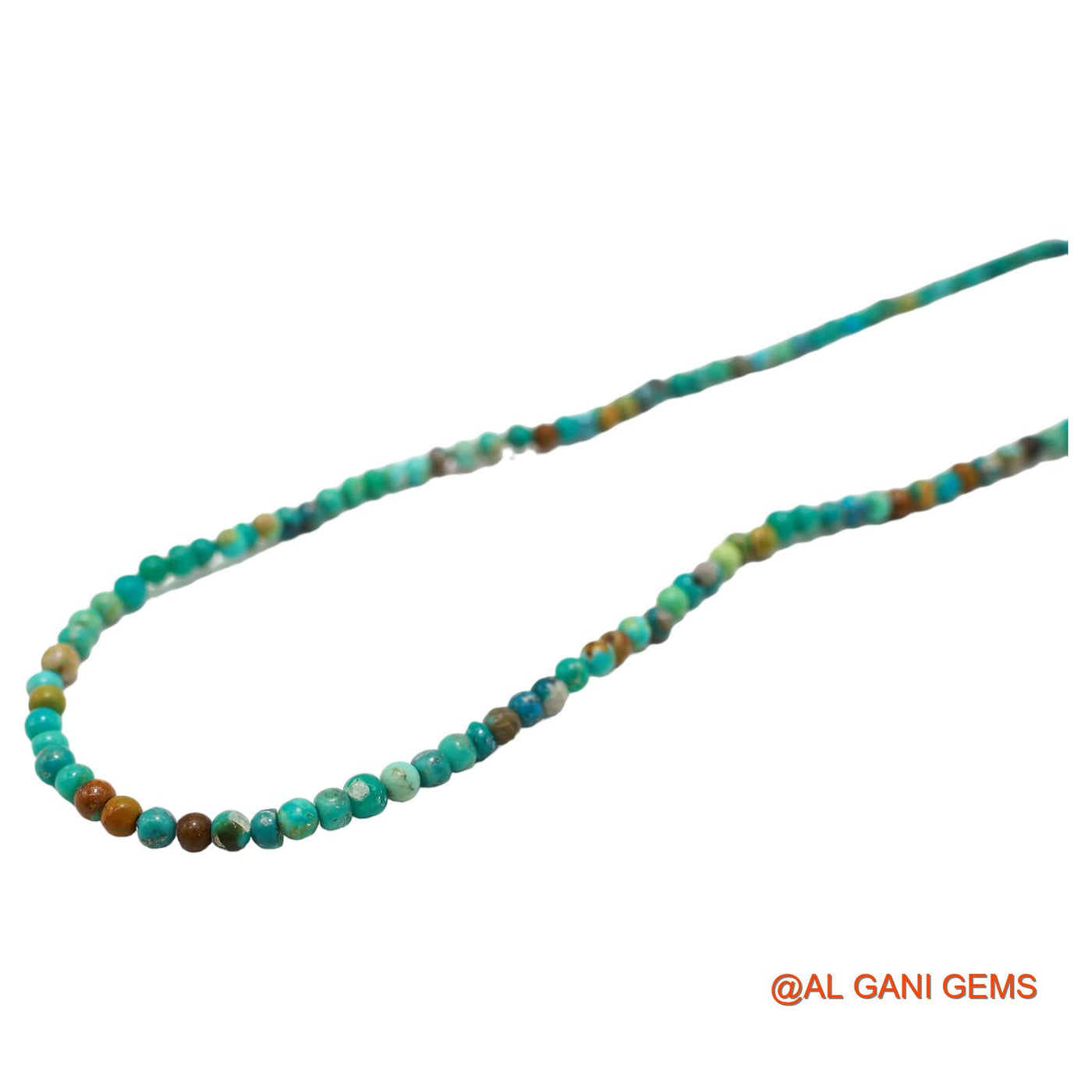 Rondelle Smooth December Sky Blue Turquoise Beads Dainty Boho Necklace BT-215