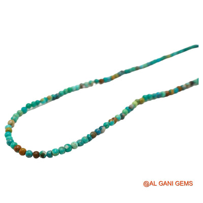 Rondelle Smooth December Sky Blue Turquoise Beads Dainty Boho Necklace BT-215