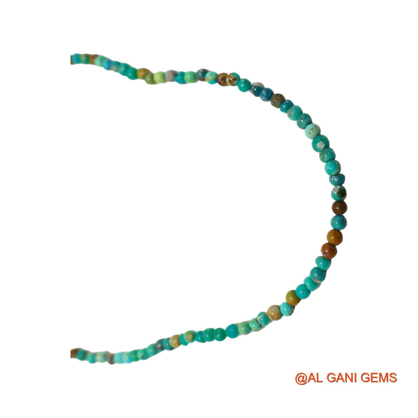 Rondelle Smooth December Sky Blue Turquoise Beads Dainty Boho Necklace BT-215